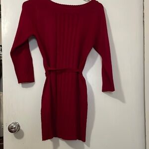 Kids XL Acrylic Knit Long Sleeve Red Dress